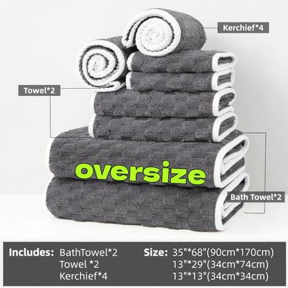 Waffle Weave Bath Towels Set 4 Pack or 8 Pack - Ultra Soft Super Absorbent Quick Dry Microfiber Moire Textured Towels | Spa Gym Travel Daily Use | Multi-Color Sets Gray Pink Blue Beige Gift Set