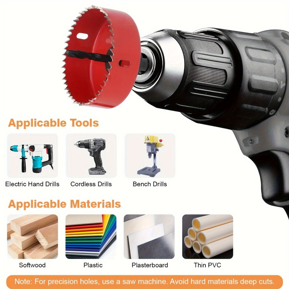 Carbon Steel Hole Saw Kit Multi-Size with Mandrels & Hex Key – Heavy Duty Quick-Change Hole Cutter Set for Wood PVC Drywall Cornhole Board & Soft Metal