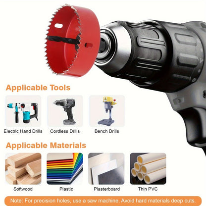 Carbon Steel Hole Saw Kit Multi-Size with Mandrels & Hex Key – Heavy Duty Quick-Change Hole Cutter Set for Wood PVC Drywall Cornhole Board & Soft Metal
