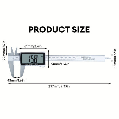 Digital Caliper 0-6 Inch 150mm, Stainless Steel Vernier Caliper with LCD Display, Inch/Metric Conversion, Precision Measuring Tool for Woodworking Jewelry Machinist