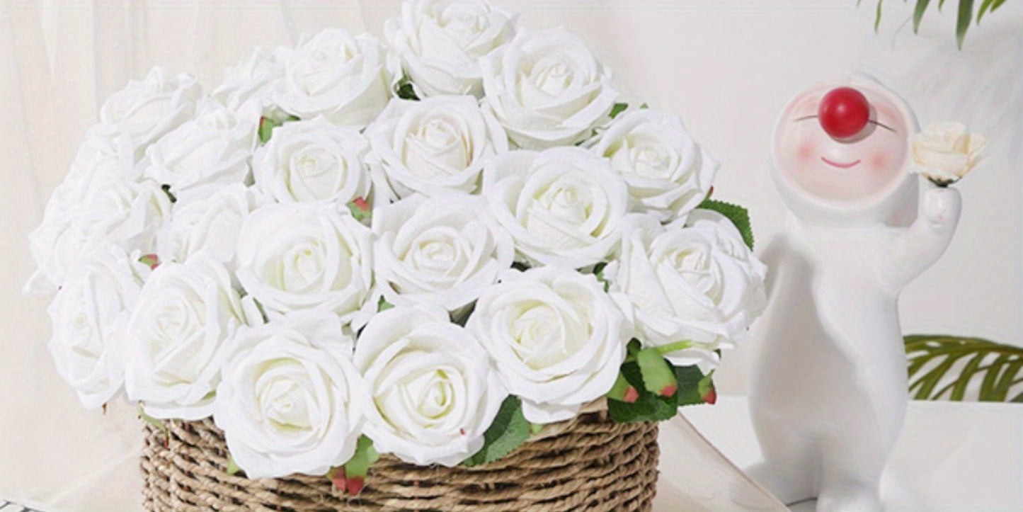 Artificial Roses Bulk with Long Stems – Real Touch Velvet Fake Flowers for Wedding Bouquet, Bridal Centerpiece, Valentine's Day, Mother's Day, Home Decor (50/100pcs, Multi Colors)