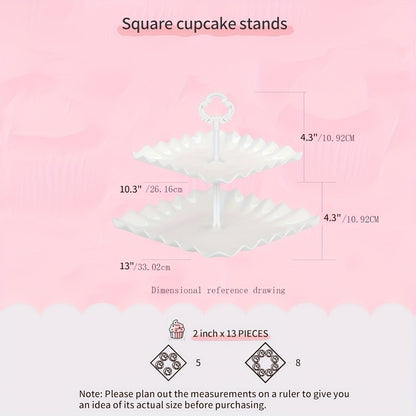 Tiered Cupcake Stand Set 10pcs - 3 Double Layer & 3 Triple Layer Dessert Stands + 4 Appetizer Trays for Birthday Wedding Party