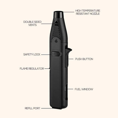 Torch Lighter Set Windproof Jet Flame with Safety Lock & Adjustable Flame - 10/15pcs Long Igniter for Candles, Grill, BBQ & Fireworks | Gift Box | 5 Colors