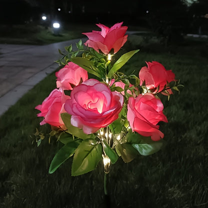 Solar Garden Lights Outdoor 2 Pack – 14 Realistic Rose Stake Lights, Solar Powered Yard & Patio Decor