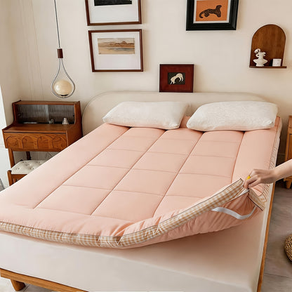 Quilted Mattress Topper Fluffy Flannel Bubble – Breathable Fiber Fill Foldable Sleeping Pad 2.36–3.15" Thick for Twin Full Queen King Bed