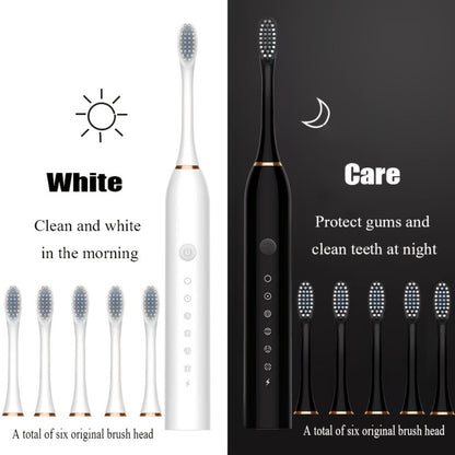 Electric Toothbrush Set with 8 Brush Heads - USB Rechargeable Adult Sonic Toothbrush, Soft Bristles, Portable for Travel & Home, Oral Care Gift for Men & Women - Pink / White / Black