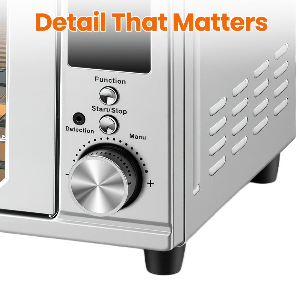 Air Fryer Toaster Oven Combo 29.6QT XL with Smart Probe, 12-in-1 Digital Countertop Oven, Stainless Steel, 7 Accessories, Rotisserie, 450°F Rapid Heat, Large Family Size