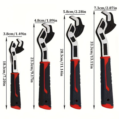 Adjustable Pipe Wrench Set 4pcs Heavy Duty Self-Locking - 6 8 10 12 Inch Chrome Vanadium Steel Non-Slip Grip for Plumbing Automotive Home Professional Use