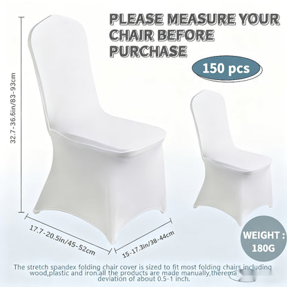 Spandex Chair Covers Bulk, Elastic Stretch Universal Fit Banquet Chair Protectors — Machine Washable Wedding Chair Covers for Weddings, Parties, Banquets & Events | Black & White | 30-150 Pack