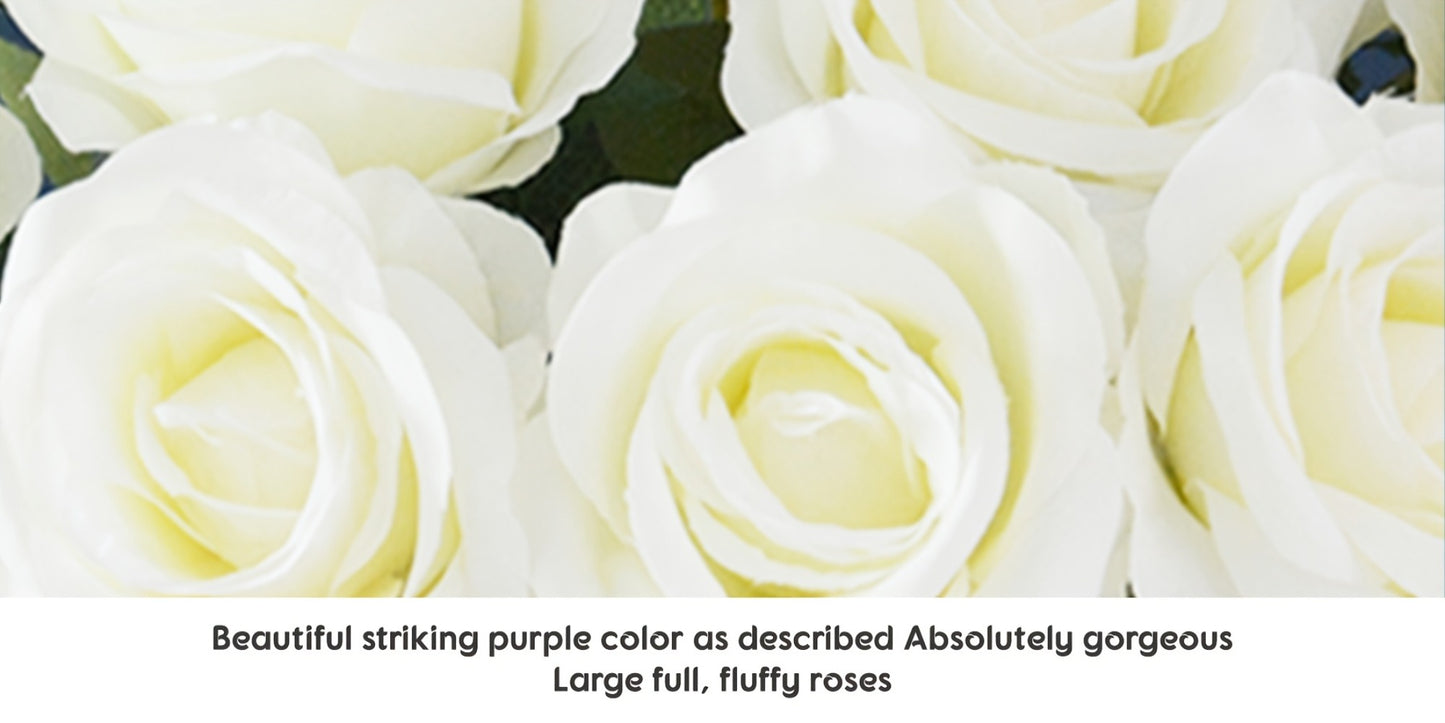 10pcs Artificial Silk Roses Bulk - Fake Flowers for Wedding Home Decor, 19.69" Long Stem, Deep Purple & Dark Green