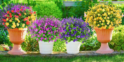 Artificial Flowers Outdoor UV Resistant Faux Daisy Bundles for Porch Patio Garden Decor - 9/18/27/36 Bundles Multicolor Realistic Fake Flowers Spring Summer Window Box Hanging Planter