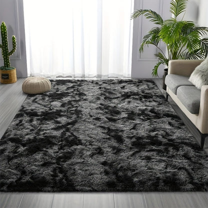Fluffy Rug Plush Soft Indoor Carpet Non-Slip for Living Room Bedroom Hallway Runner Nursery Kids Play Area — Tie Dye & Solid Colors Multiple Sizes
