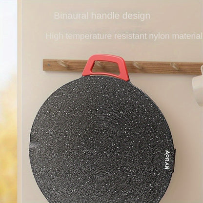 Korean BBQ Grill Pan – Round Non-Stick Multi-Functional Electric Grill Pan with Red Handle & Adjustable Settings, Home & Outdoor BBQ Pot for Family Gatherings, Available in 14.17" & 15.75"