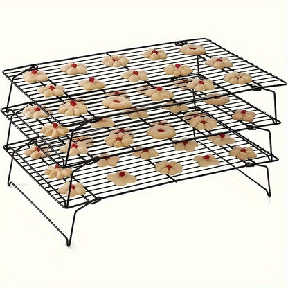 Cooling Rack for Baking Set of 3 Collapsible Stackable Wire Rack Oven Safe Stainless Steel Cookie Cooling Rack Kitchen Baking Rack for Cake Bread Cookies Roasting Air Frying