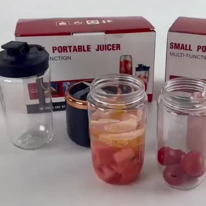 Portable Double Cup Blender & Juicer 2 Sets USB Rechargeable - 1500mAh Personal Mixer with Cups & Motor Base for Smoothies, Milkshakes & Drinks, Travel Blender Gift, Purple Blue Pink White