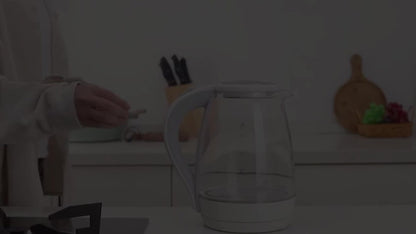 Glass Electric Kettle 1200W Fast Boiling – 57.48oz Tea Kettle with LED Indicator, Auto Shut-Off & Boil-Dry Protection, Elegant Transparent Design for Kitchen, Office & Camping
