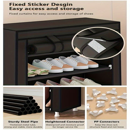 10-Layer Shoe Rack with Dust Cover – Non-Woven Portable Shoe Cabinet Organizer for Entryway, Bedroom & Dormitory Storage