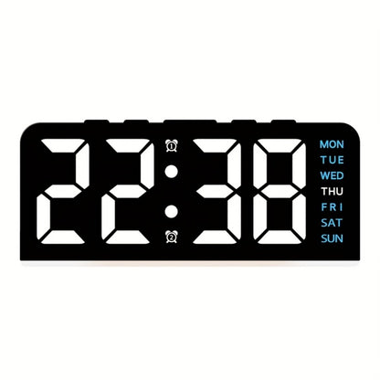 Digital LED Alarm Clock with Temperature Display - Time, Date & Temp LED Desk Clock, USB Powered, Beep Alarm, Modern Design for Bedroom, Living Room & Office, Father's Day Gift