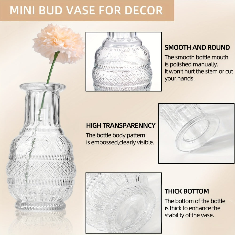 Mini Clear Bud Vases Bulk Set 12/30/43/52pcs – Small Glass-Look Flower Vases for Wedding Centerpieces, Birthday Party, Anniversary, Home Table Decor, Multiple Sizes