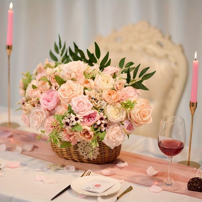 Artificial Flowers Combo Box Set – Pink & White Fake Roses for Bridal Bouquets, DIY Centerpieces, Wedding & Party Decoration Arrangements