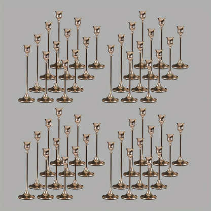 Copper Plated Candlestick Holders Bulk Set – Retro Minimalist Taper Candle Holders for Wedding Birthday Christmas Dining Table Fireplace Decor