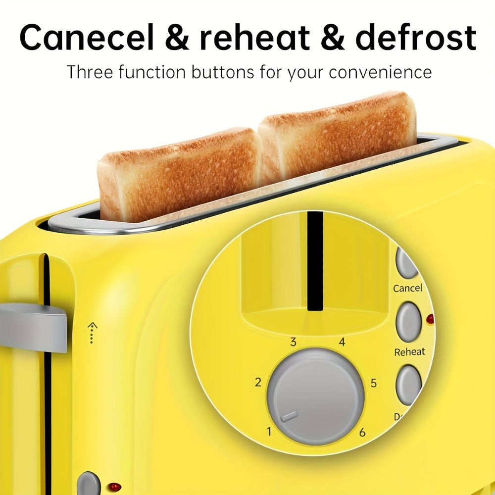 2-Slice Toaster – 6 Shade Settings, Cancel, Reheat & Defrost Functions, Removable Crumb Tray, 750W Compact Design for Bread, Waffles & Bagels, Available in Red, White, Black, Yellow, Pink & Blue