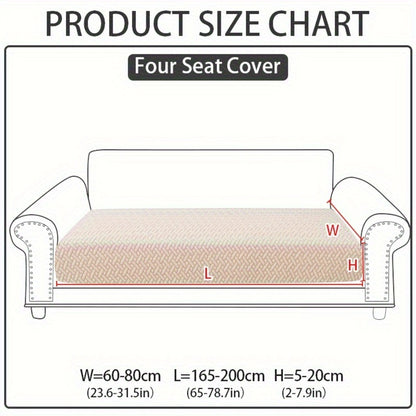 Jacquard Stretch Sofa Cover Non-Slip | Elastic Wear-Resistant Couch Slipcover, Polyester Jacquard Fabric, 1 to 4 Seat Sectional L-Shape, Armrest Backrest, Machine Washable