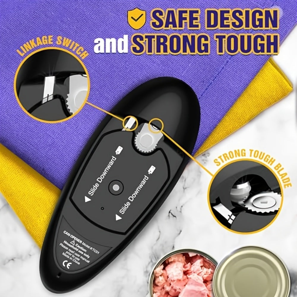 Electric Can Opener, One-Click Auto Shut-Off with Smooth Edge Cut — Safe & Easy for Elderly, Arthritis, Weak Grip | Fits All Round & Oval Cans | Great Gift for Home, Camping & Kitchen