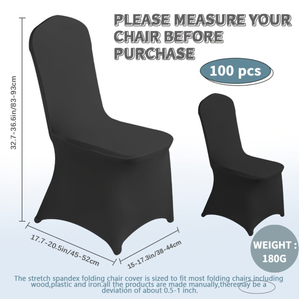 Spandex Chair Covers Bulk, Elastic Stretch Universal Fit Banquet Chair Protectors — Machine Washable Wedding Chair Covers for Weddings, Parties, Banquets & Events | Black & White | 30-150 Pack