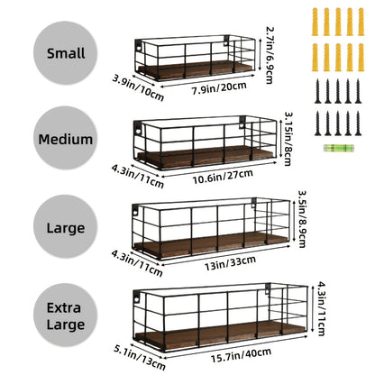 Floating Wall Shelves Set, Wall Mounted Storage Shelf Organizer for Bathroom Bedroom Living Room Kitchen, Multi-Size Space-Saving Wall Rack Decor