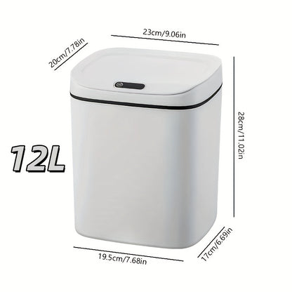Motion-Activated Touchless Trash Can with Lid – Smart Sensor Waste Bin for Kitchen, Bathroom, Office & Home, Minimalist Rectangular Design, Battery Powered, 3-4 Gallon