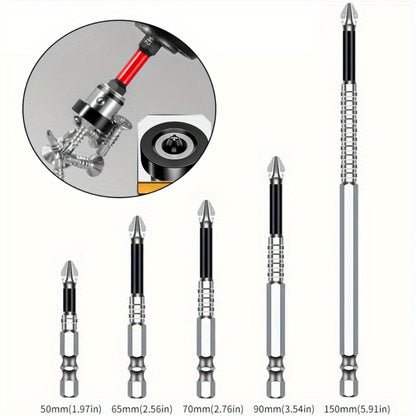 Magnetic Screwdriver Drill Bit Set Anti-Slip - K5 High Magnetic Power Bits in 50mm 65mm 70mm 75mm 90mm 150mm, Electric Screwdriver Bit Kit for Power Drills, DIY Home Repair & Professional Use