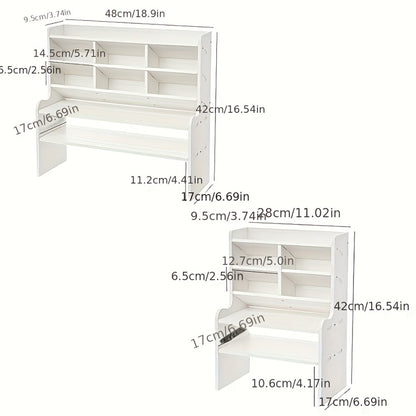 6-Layer Desktop Storage Rack Desk Organizer with File Holder Pen Holder Space-Saving Office Organizer Matte White PVC Stationery Cosmetics Dormitory Bookshelf Partition Box Multiple Sizes