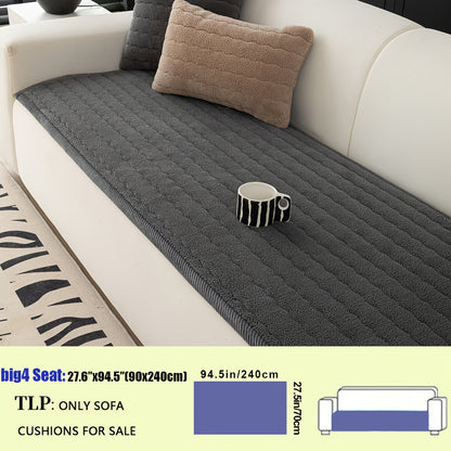 Plush Sofa Cover Bohemian Style Thickened Short Plush Non-Slip Machine Washable Pet Friendly Sofa Slipcover for Living Room Bedroom Office - Armrest Pad to 4 Seater