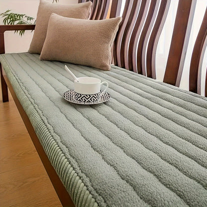 Plush Sofa Cover Bohemian Style Thickened Short Plush Non-Slip Machine Washable Pet Friendly Sofa Slipcover for Living Room Bedroom Office - Armrest Pad to 4 Seater