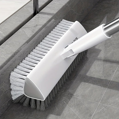 Floor Scrub Brush 52 Inch Long Handle Double-Sided V-Shaped Triangle Head Stiff Bristles Deep Cleaning Corners Gaps Tile Bathroom Kitchen Patio Crevice Brush