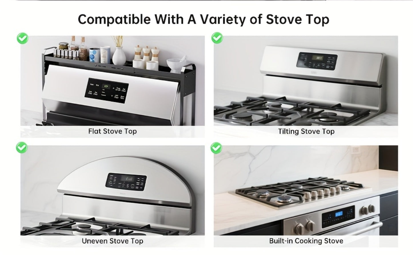 Stove Shelf Spice Rack Organizer – Expandable Adjustable Height Kitchen Storage Rack for Back of Stove, Over Sink, Counter Top Organization