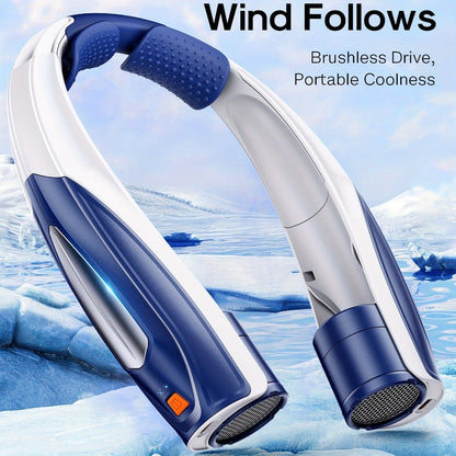 Neck Fan Wearable Bladeless Neckband Fan 3000mAh Dual Battery 6 to 20 Hours Battery Life Dual Wind Speeds Super Quiet Brushless Motor USB Charging Soft Silicone Strap for Work Travel Sports Outdoor