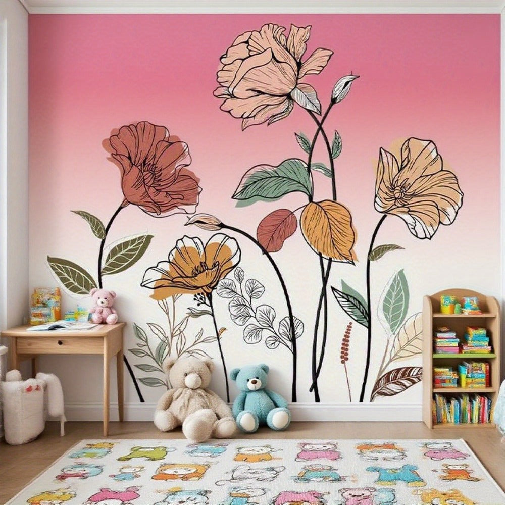 Bohemian Floral Wall Decals Self-Adhesive Wildflower Stickers for Living Room Bedroom TV Wall Art Decor – Flowers & Fruits Peel and Stick Removable Wall Stickers Home Decoration