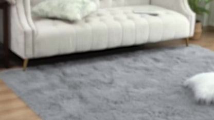 Shaggy Area Rug 4x6 - Soft Plush Non-Slip Indoor Carpet for Living Room Bedroom, Machine Washable Floor Mat in Navy White Beige Black Grey