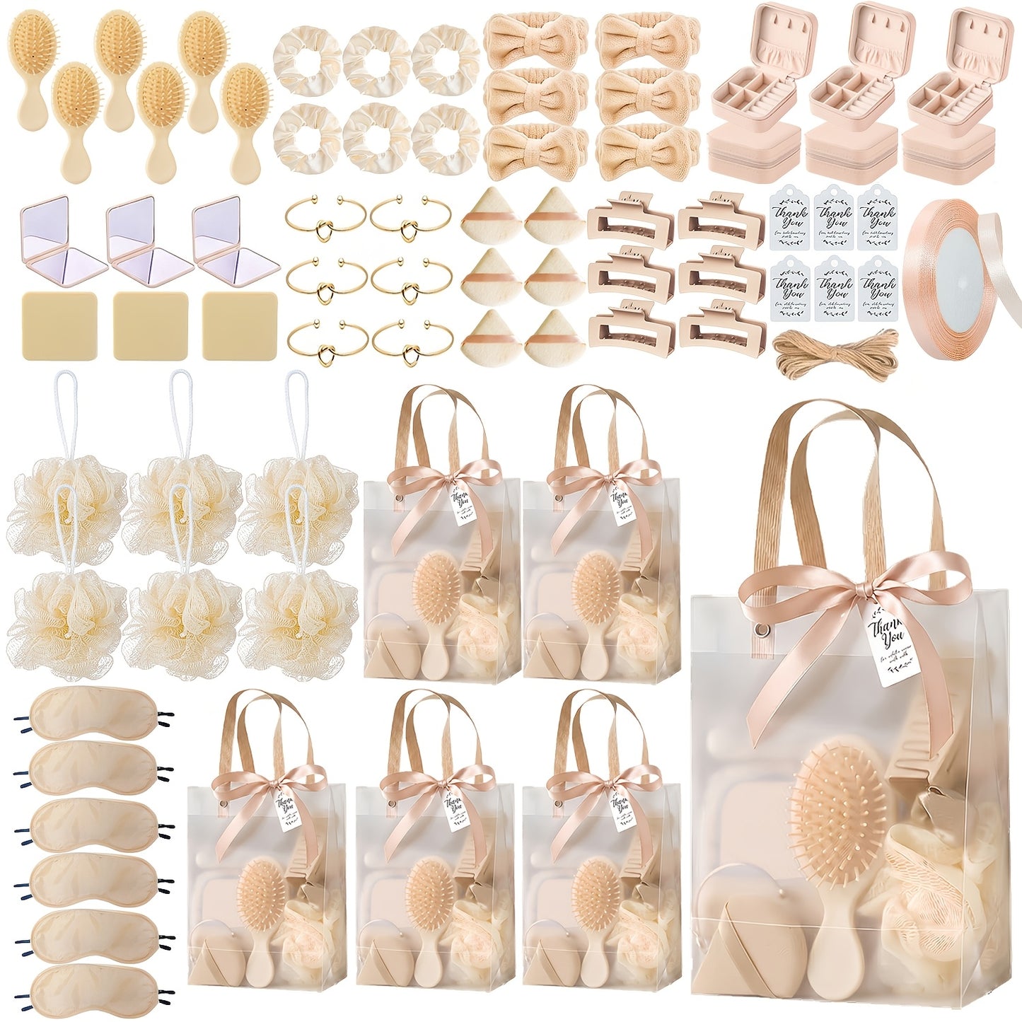 Party Favor Set for Women 74pcs – Wedding & Bridal Shower Gift Pack with Headbands, Bracelets, Jewelry Boxes, Mirrors & Beauty Accessories, Christmas Holiday Gift Bag for Her, Game Winner Prize