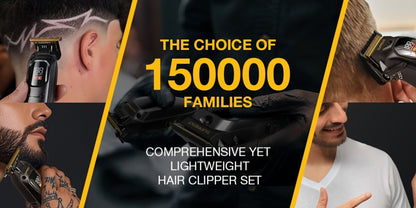 Hair Clippers & Beard Trimmer Set for Men - SUPRENT Professional Cordless Grooming Kit with T-Blade Trimmer, 6000RPM Quiet Motor, LED Display, 6 Guide Combs, Type-C Charging, Home & Barber Use