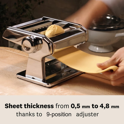 Pasta Maker Machine Manual 9 Adjustable Thickness Settings Stainless Steel Pasta & Noodle Cutter for Spaghetti Fettuccine Lasagna Dumpling Wrappers - Durable Hand Crank Kitchen Tool for Homemade Pasta