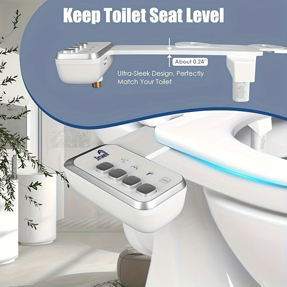 Bidet Attachment for Toilet Ultra-Slim – Non-Electric Cold Water Sprayer, Retractable Self-Cleaning Nozzle, Adjustable Water Pressure, Easy Install Toilet Seat Bidet