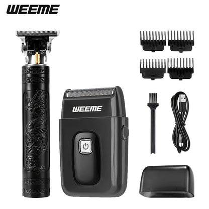Men's Grooming Barber Haircut Set 2 & 3 Piece - Professional Hair Clipper USB Rechargeable T-Blade Trimmer Razor with 8 Limit Combs Complete Barbershop Kit for Men Boyfriend Father Birthday Gift Black