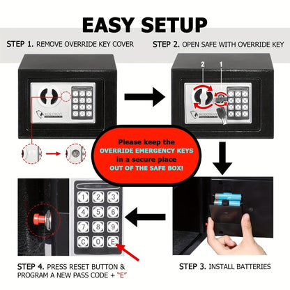 Fireproof Safe Box with Keyboard Lock – ROLOWAY Home & Office Security Safe with Fireproof Bag, Multiple Sizes, Black & Pink Options