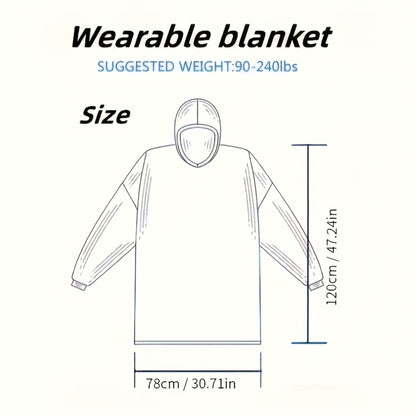 Oversized Wearable Blanket Hoodie Jacket – 350-400gsm Thick Warm Suede Flannel, Hooded Pocket Lazy Coat for Women & Men, 5 Colors