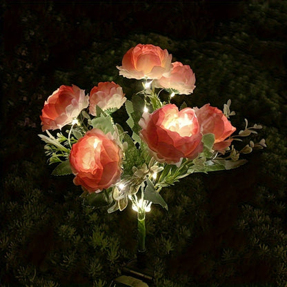 Solar Peony Flower Light 2PCS IP65 Waterproof - 84 LED Artificial Blooms 14 Fancy Lights Solar Powered Outdoor Garden Stake Lights for Lawn Yard Patio Holiday Decor Mother's Day Gift - 4 Colors