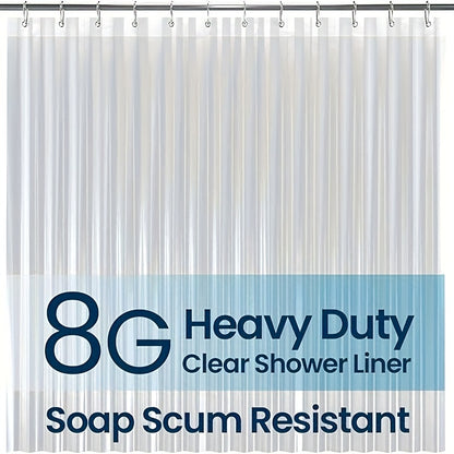 Clear Shower Curtain PEVA 8G Rust Proof Grommets 72x72 Inch - Premium Transparent Waterproof Modern Bathroom Curtain | Single or Set 2 | Easy Clean Smooth Surface | Bathroom Accessories Home Decor