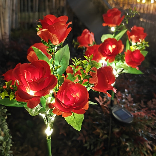 Solar Garden Lights Outdoor 2 Pack – 14 Realistic Rose Stake Lights, Solar Powered Yard & Patio Decor